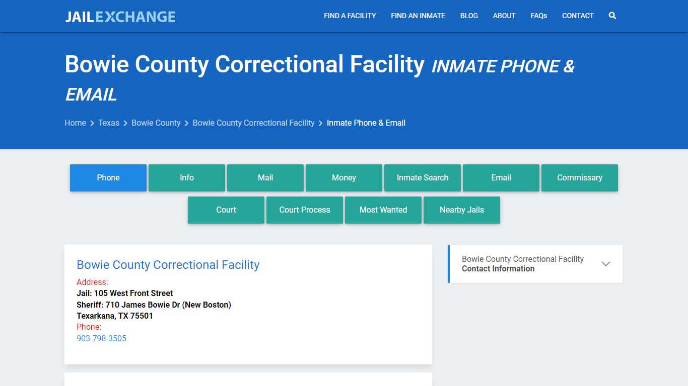 Inmate Phone - Bowie County Correctional Facility, TX - Jail Exchange