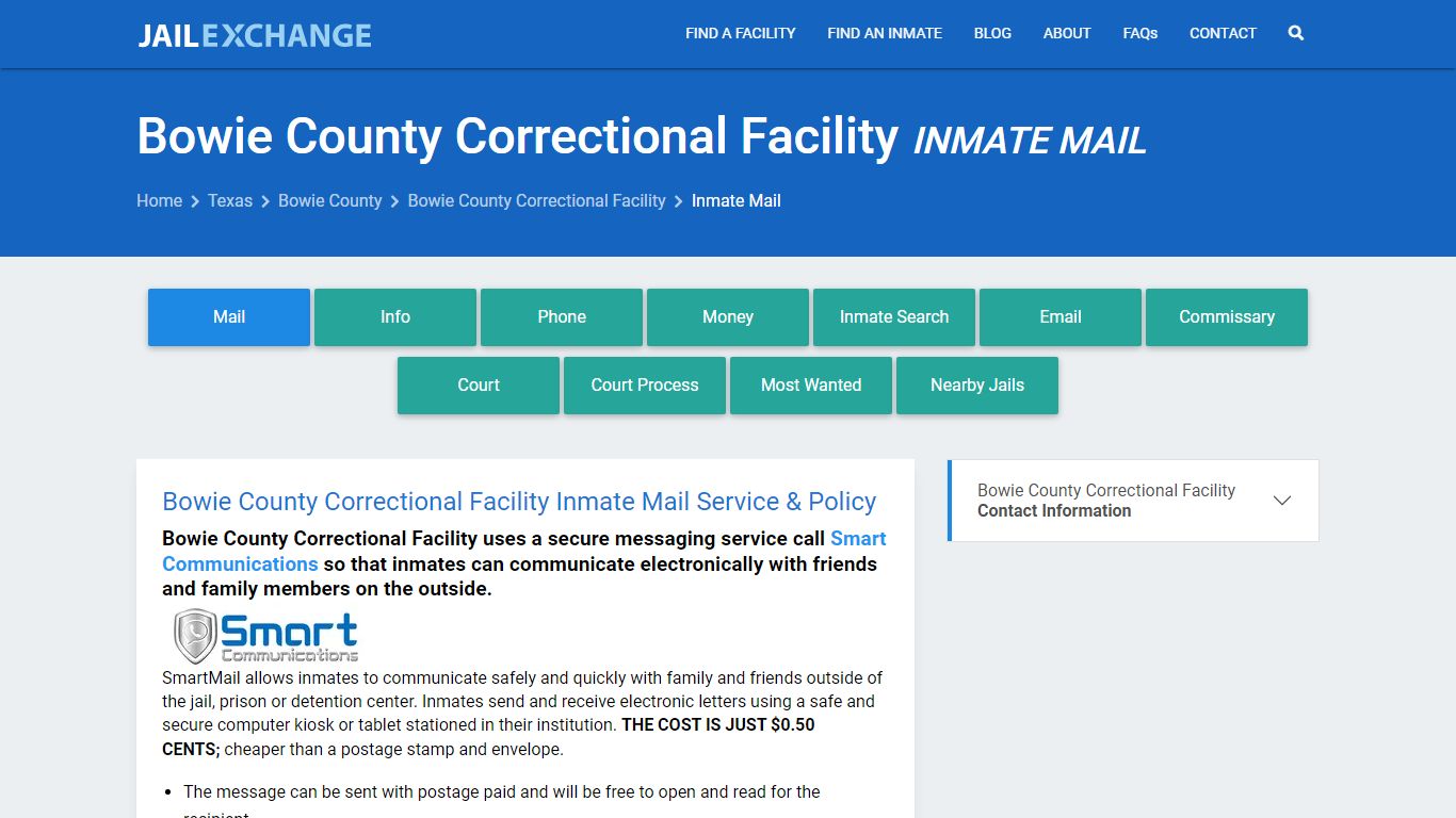 Inmate Mail - Bowie County Correctional Facility, TX - Jail Exchange