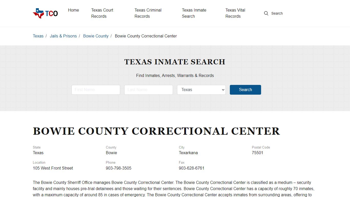 Bowie County Correctional Center - txcountyoffices.org